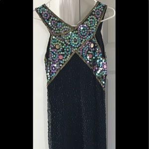 Laurence Kazar Sequin and Beaded Long Dress